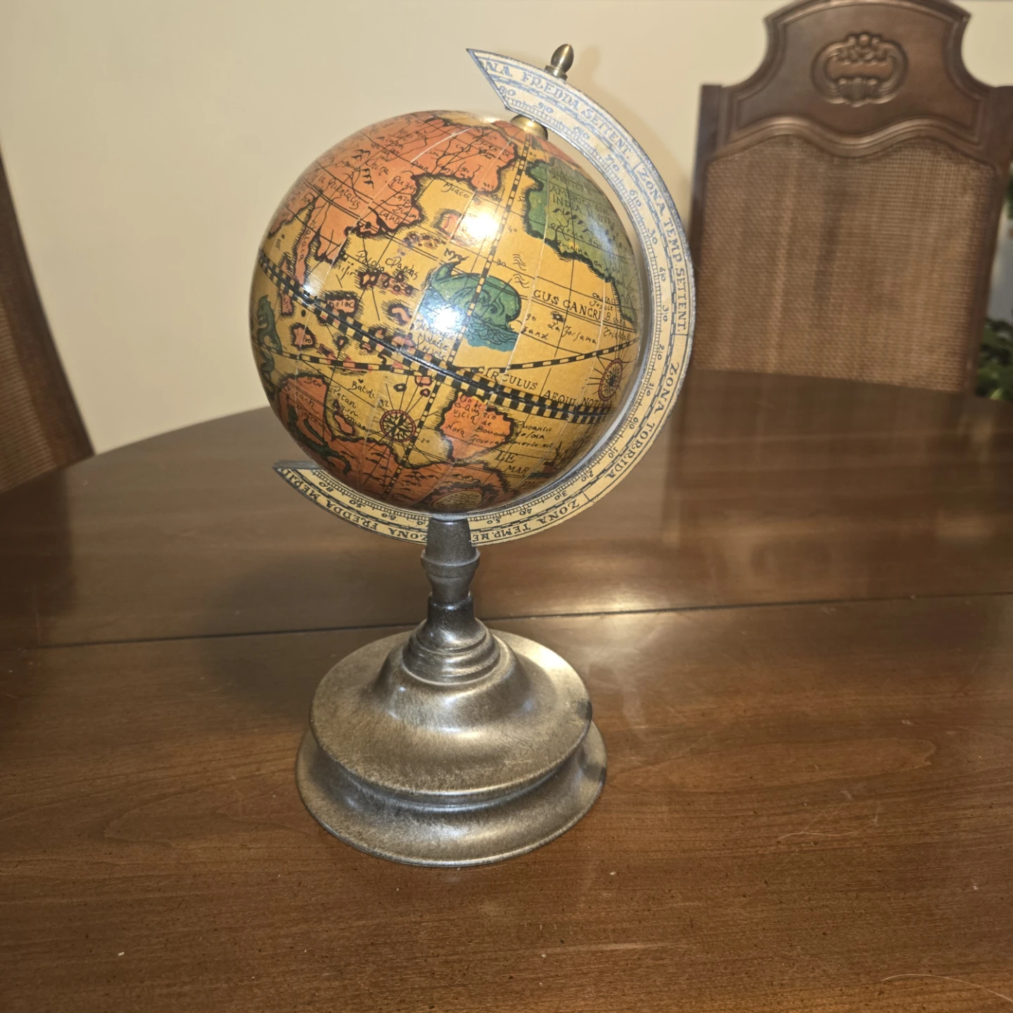 Olde World globe from Italy features a rotating map