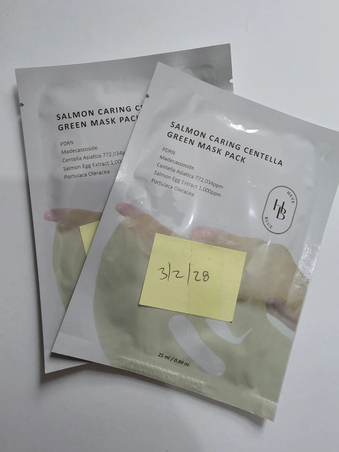 HEVEBLUE Salmon Caring Centella Green Mask 2ct ⚽️