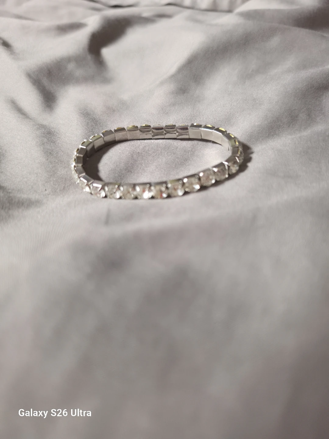 Silver Tone Rhinestone Stretch Bracelet