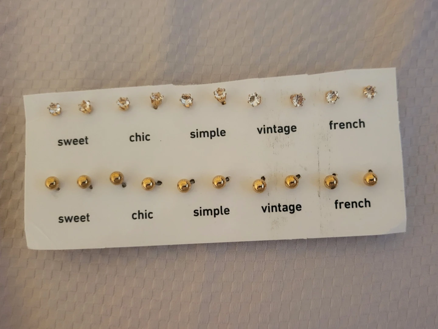 Set of 10 Pairs Gold-Tone Stud Earrings