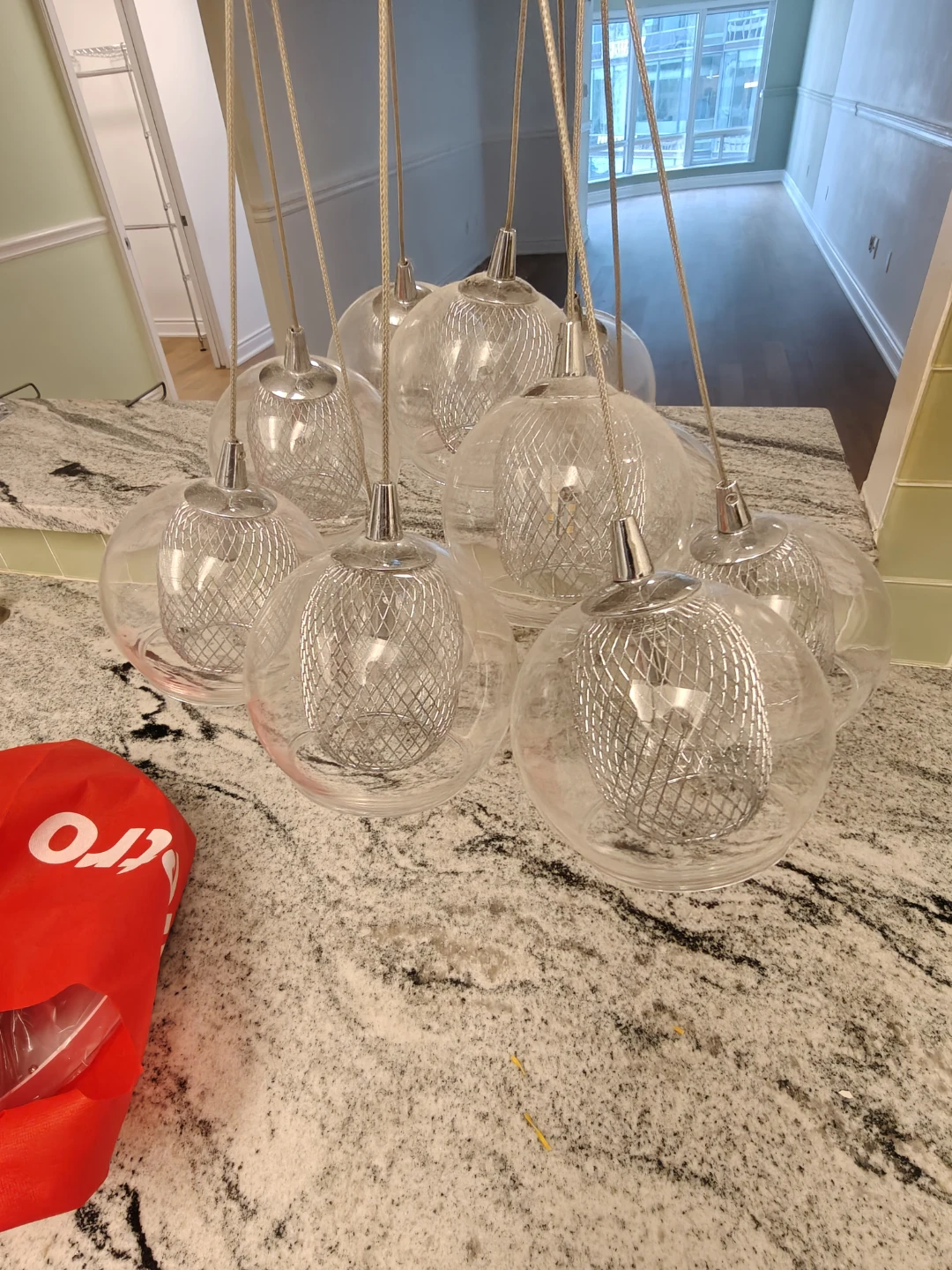 Chrome Pendant Light with Clear Glass Shades - photo 2