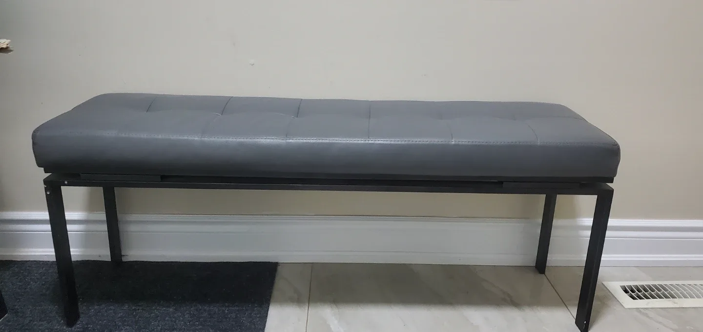 Grey Faux Leather Tufted Bench - photo 2