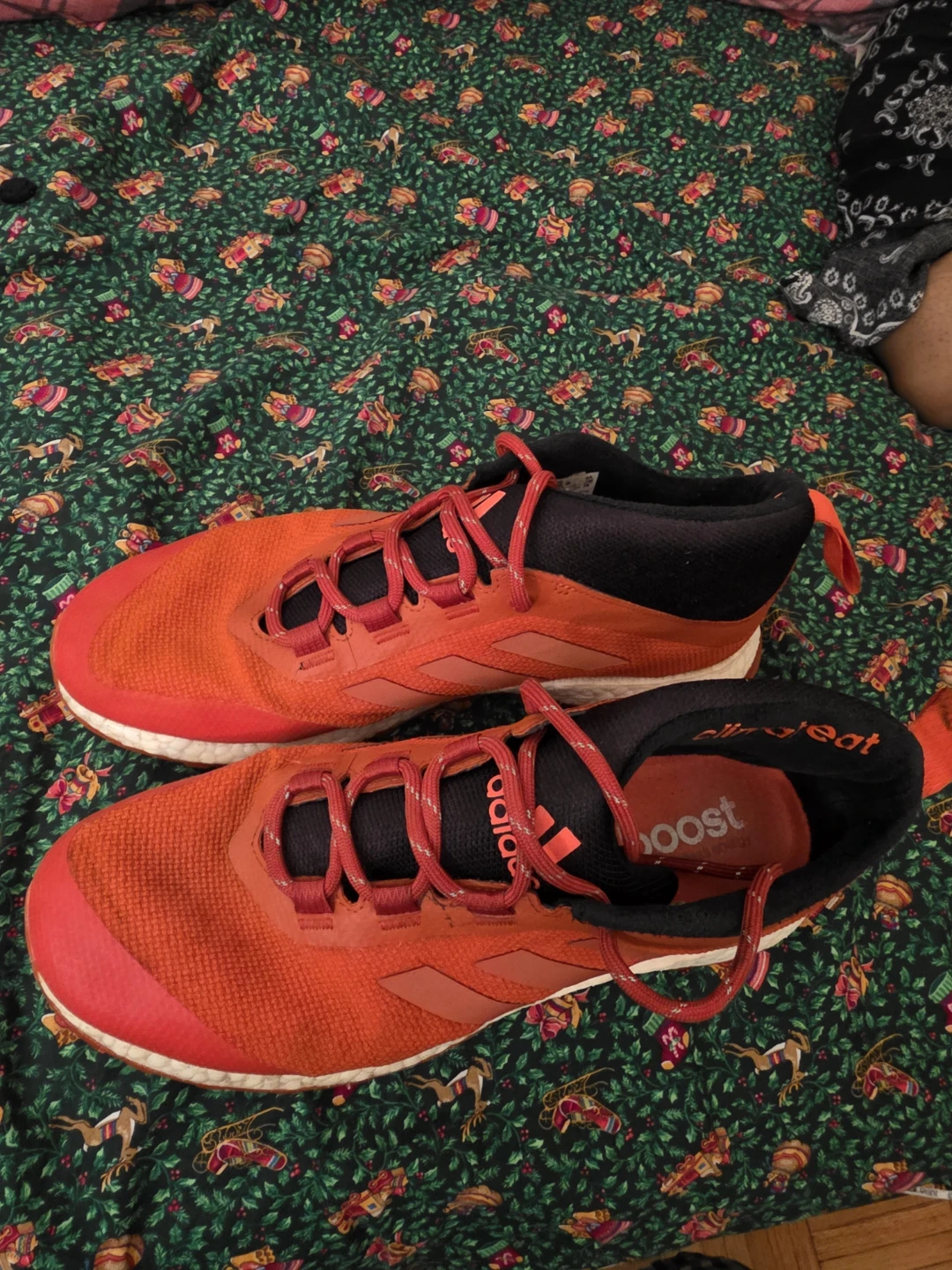 Mens adidas Boost Running Shoes reddish orange size 10