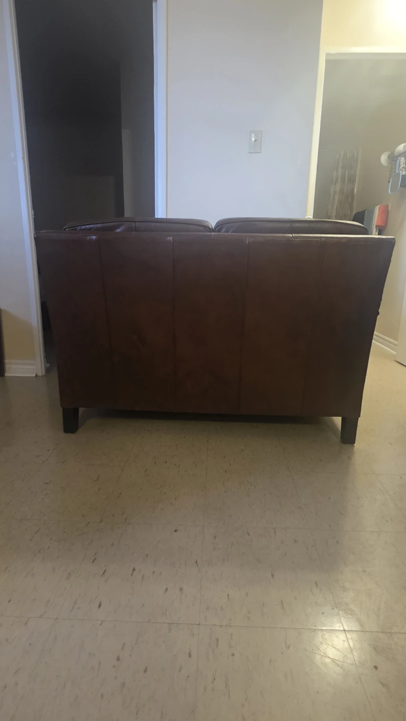 Brown Leather Loveseat Sofa - photo 2