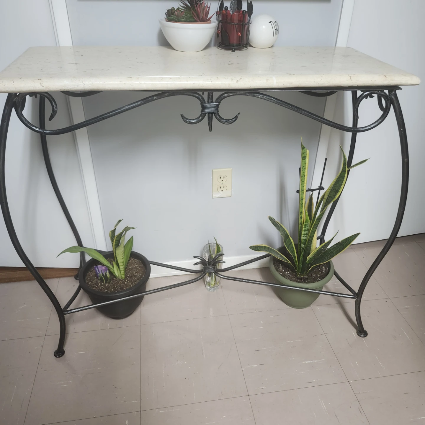 Marble Top Console Table with Metal Base - photo 2