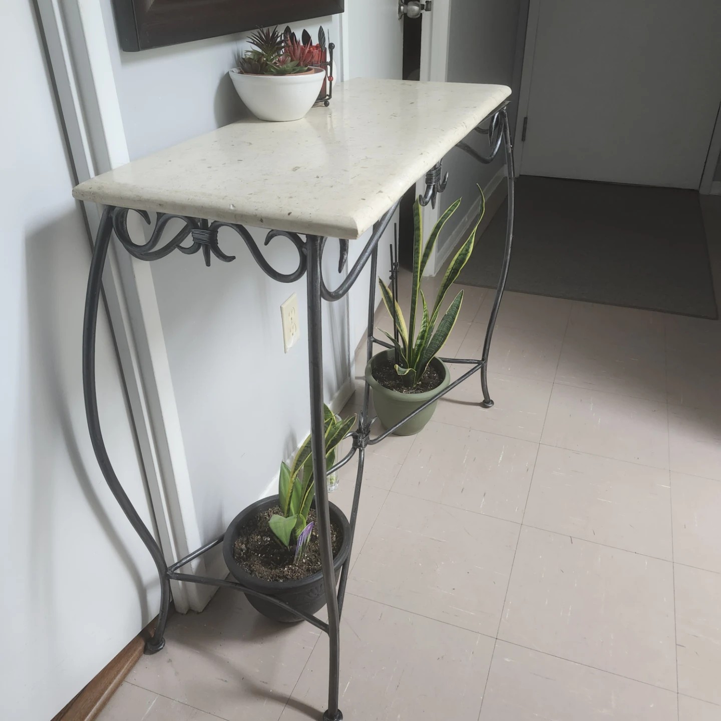 Marble Top Console Table with Metal Base - photo 3