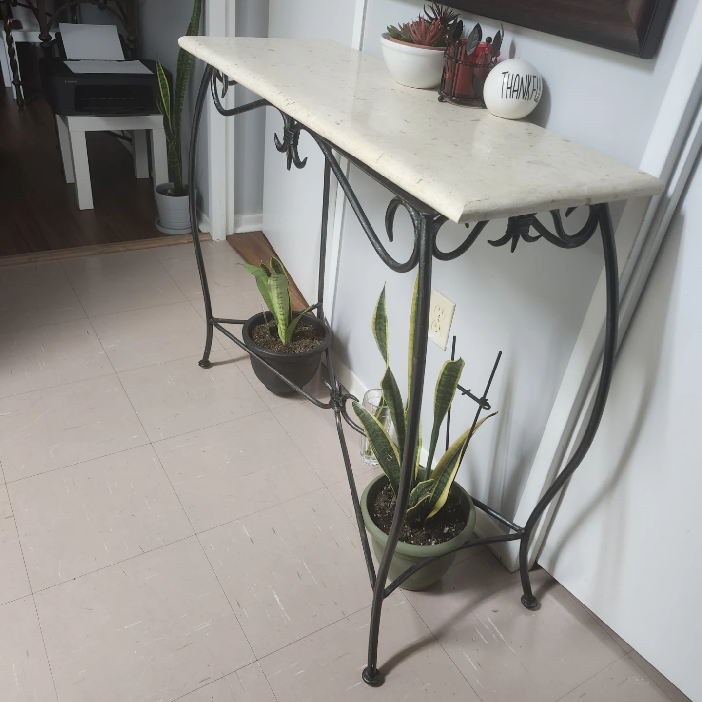 Marble Top Console Table with Metal Base - photo 4