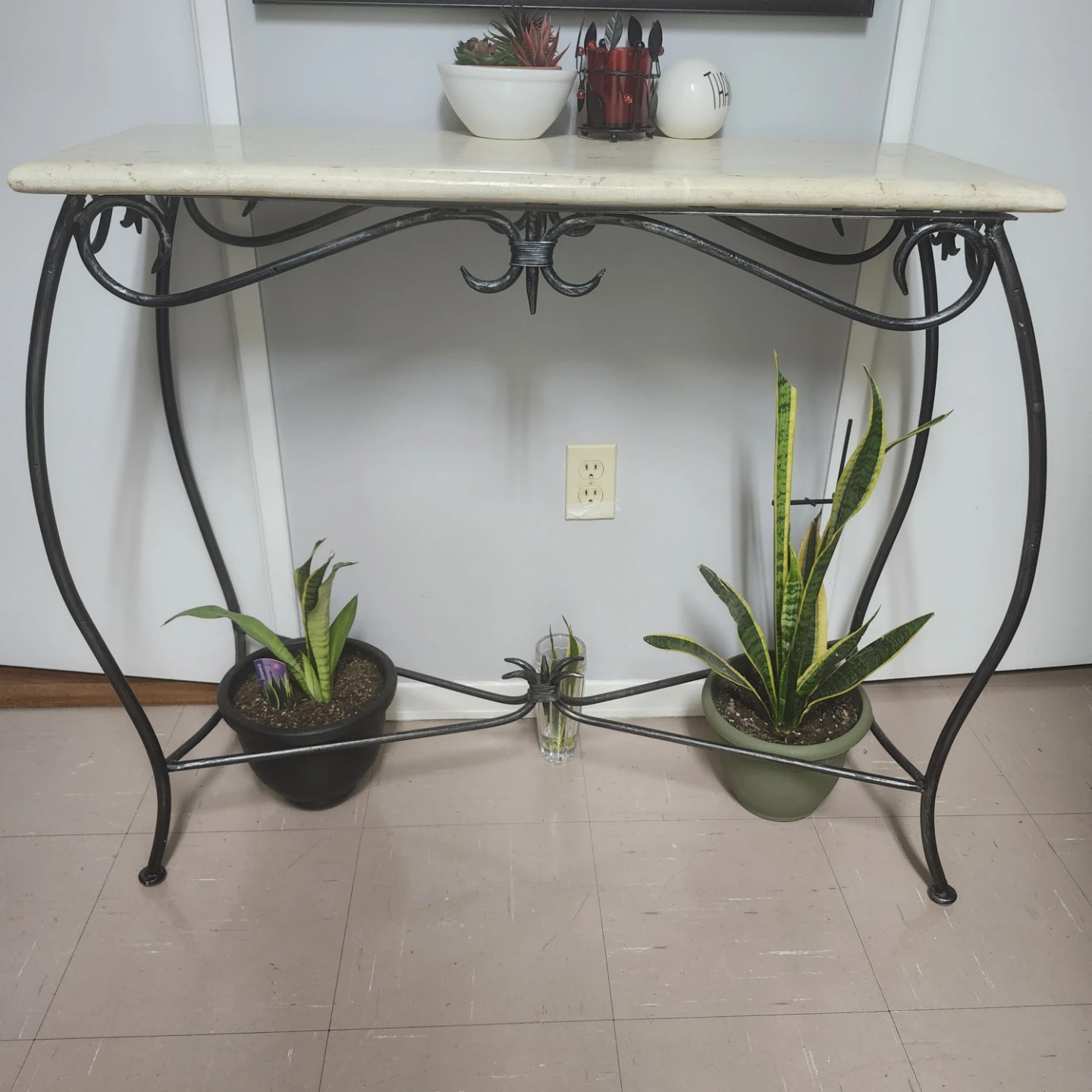Marble Top Console Table with Metal Base - photo 5