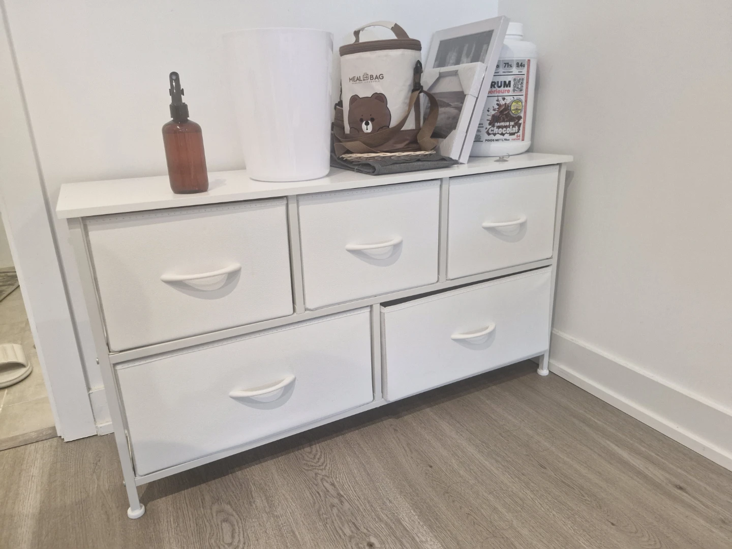 White Fabric Drawer Storage Unit