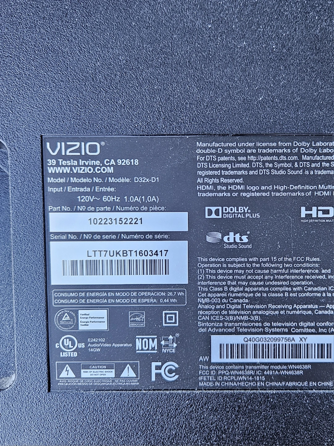 32" SMART VIZIO D32X-D1 HD TV - photo 2