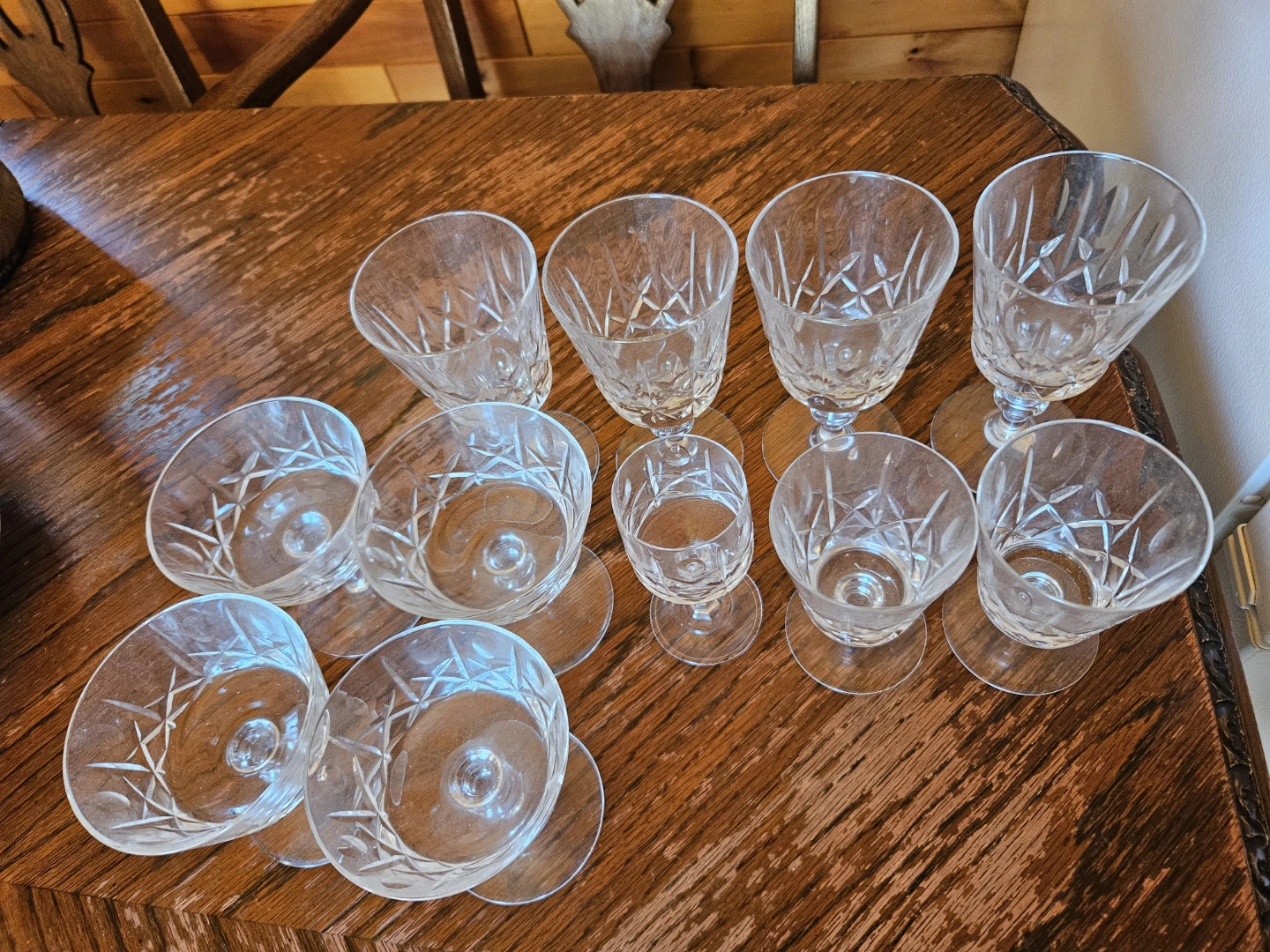 Set of 11 Cut Crystal Glasses