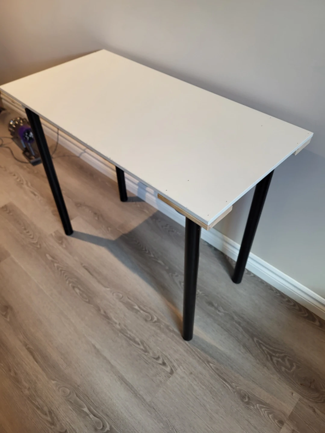 Small Light White Table with Black Adjustable Legs - photo 2
