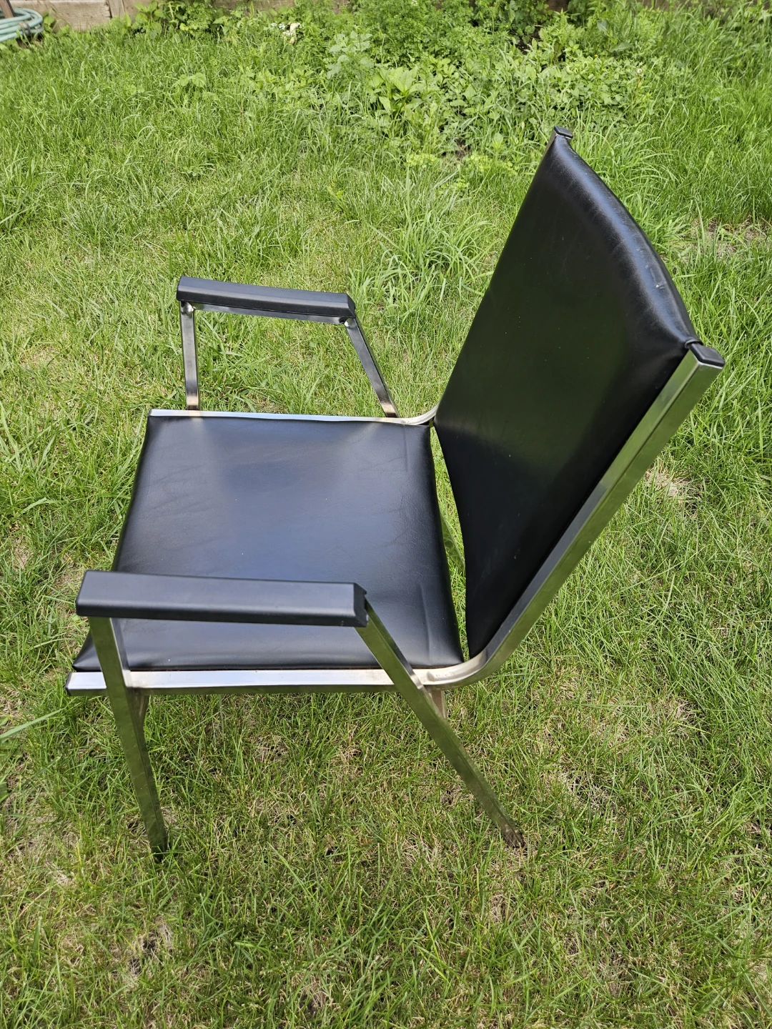Black Arm Chair with Chrome Frame