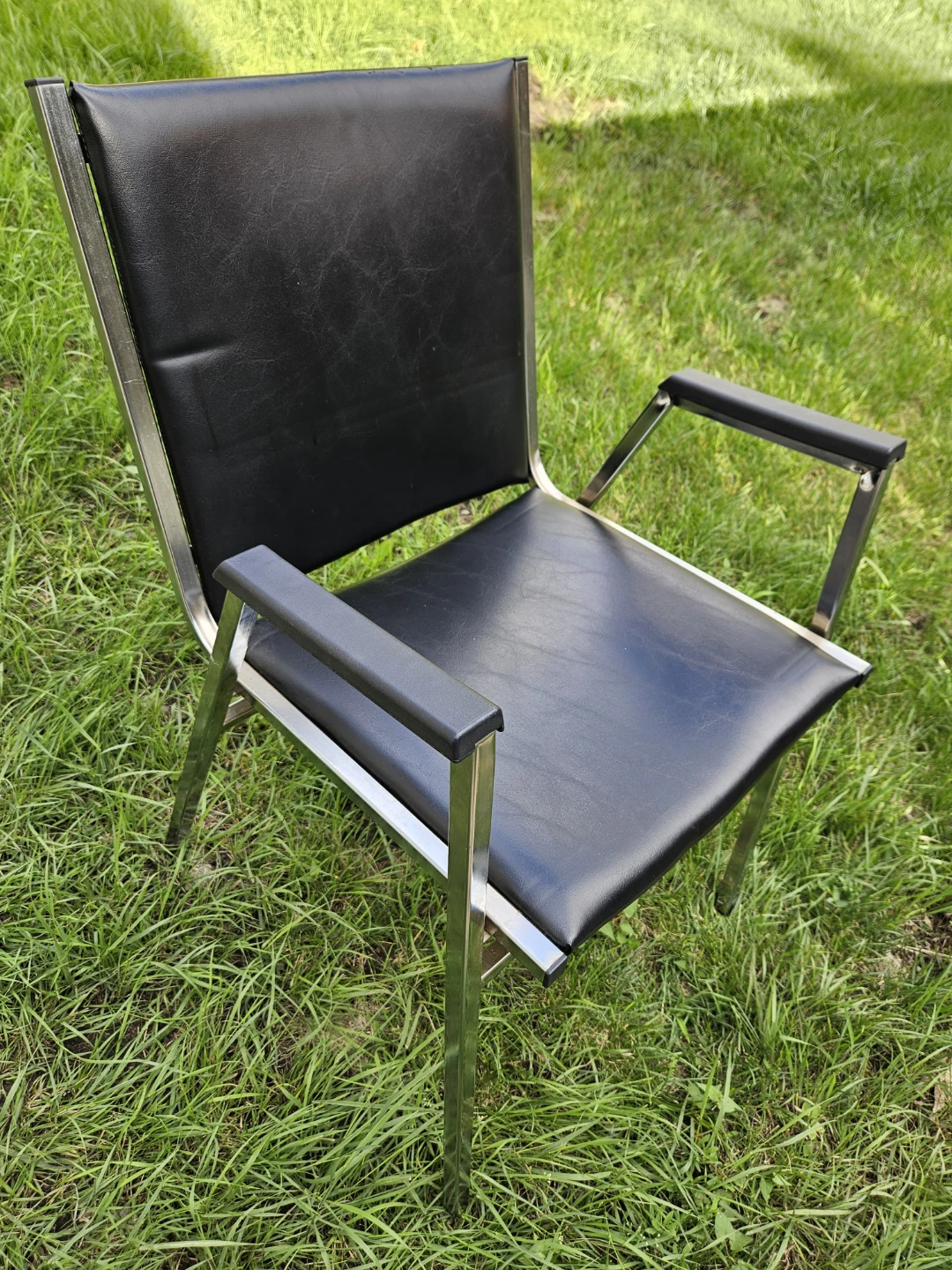 Black Arm Chair with Chrome Frame - photo 2