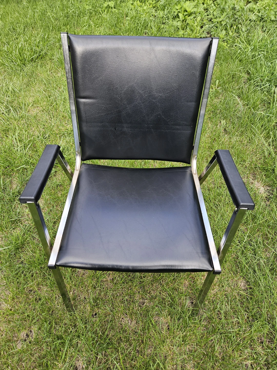 Black Arm Chair with Chrome Frame - photo 3