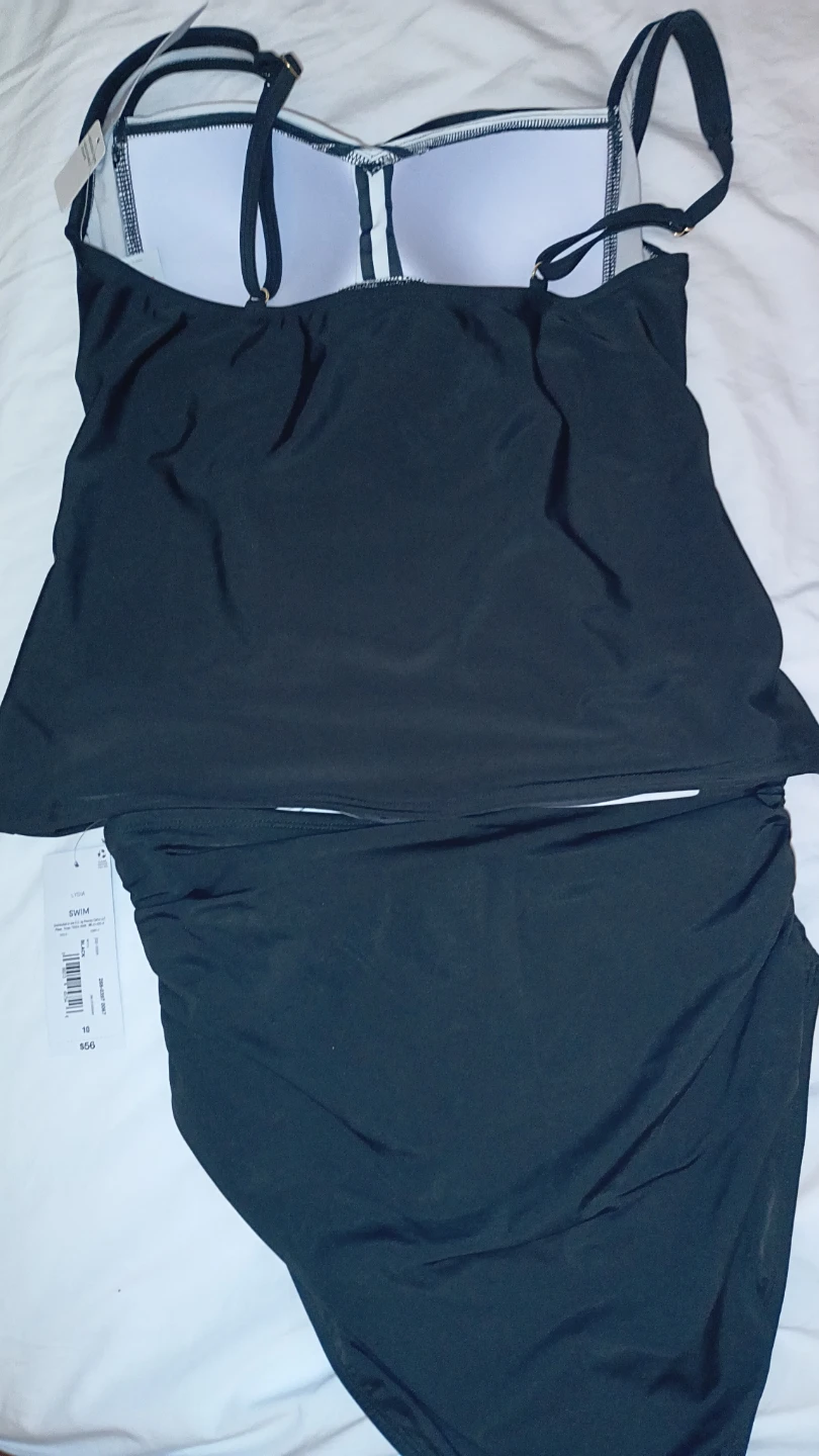 Kathleen Black & White Stripe Tankini Swimsuit Set Size 10 - photo 4