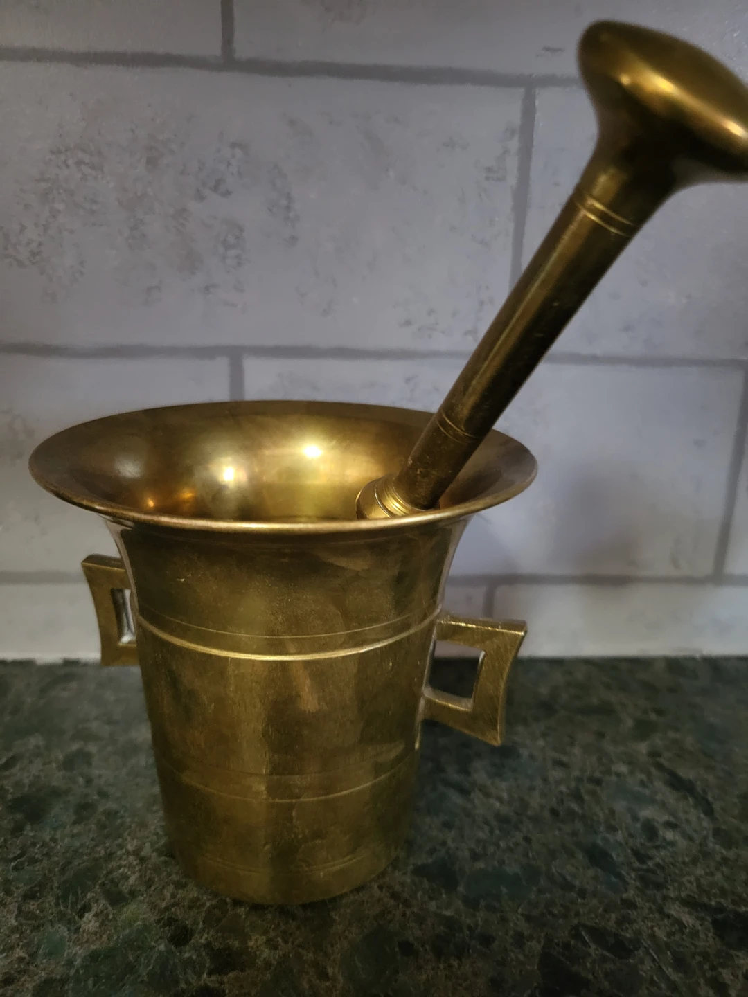 Vintage Brass Mortar and Pestle Set