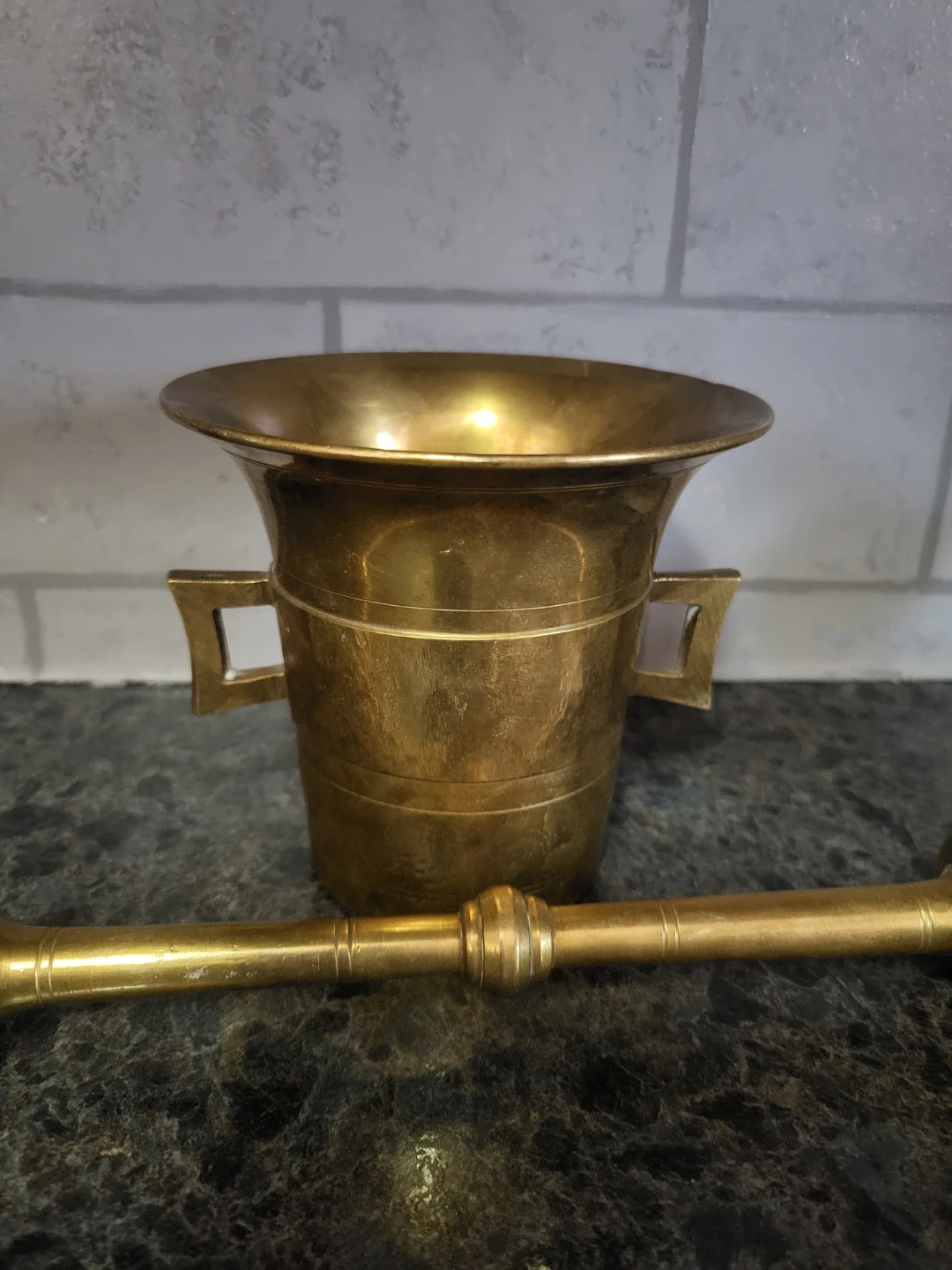 Vintage Brass Mortar and Pestle Set - photo 2