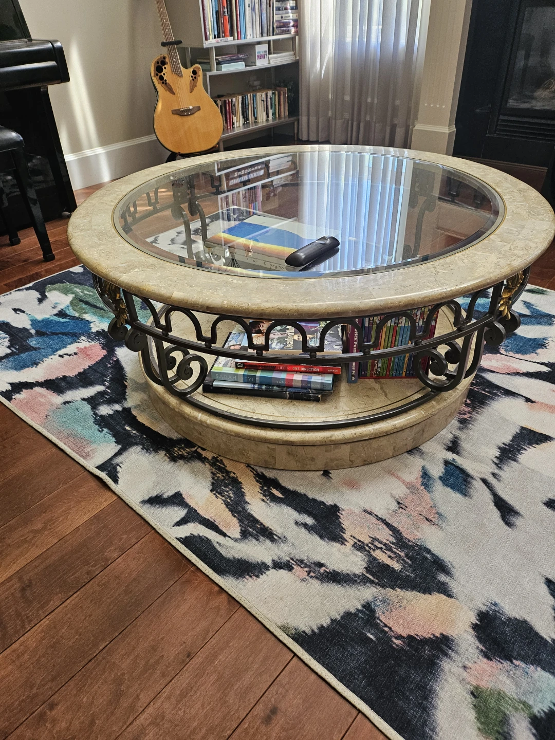 Round Marble and Glass Coffee Table - photo 3