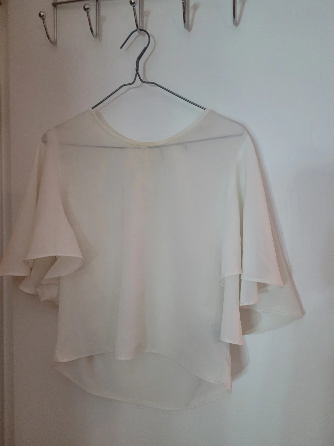 White Blouse with Flutter Sleeves