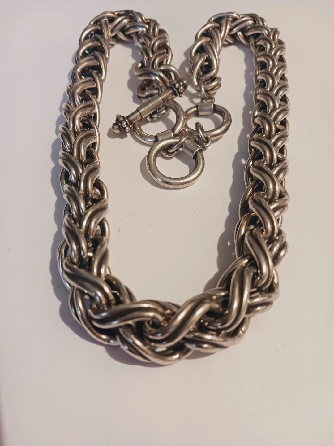 Chunky Silver Plated Thick Chain Necklace with Toggle Clasp