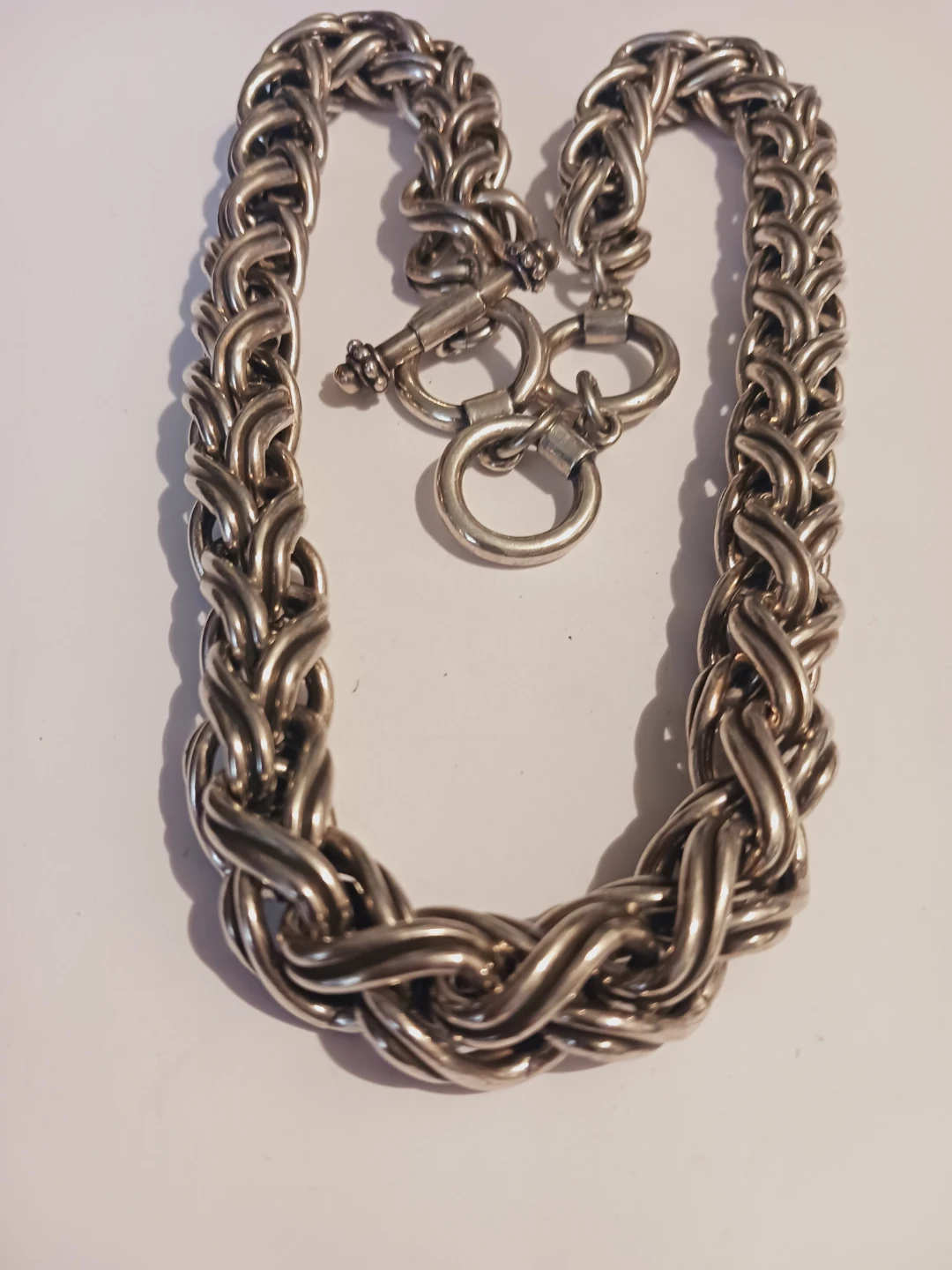 Chunky Silver Plated Thick Chain Necklace with Toggle Clasp - photo 2
