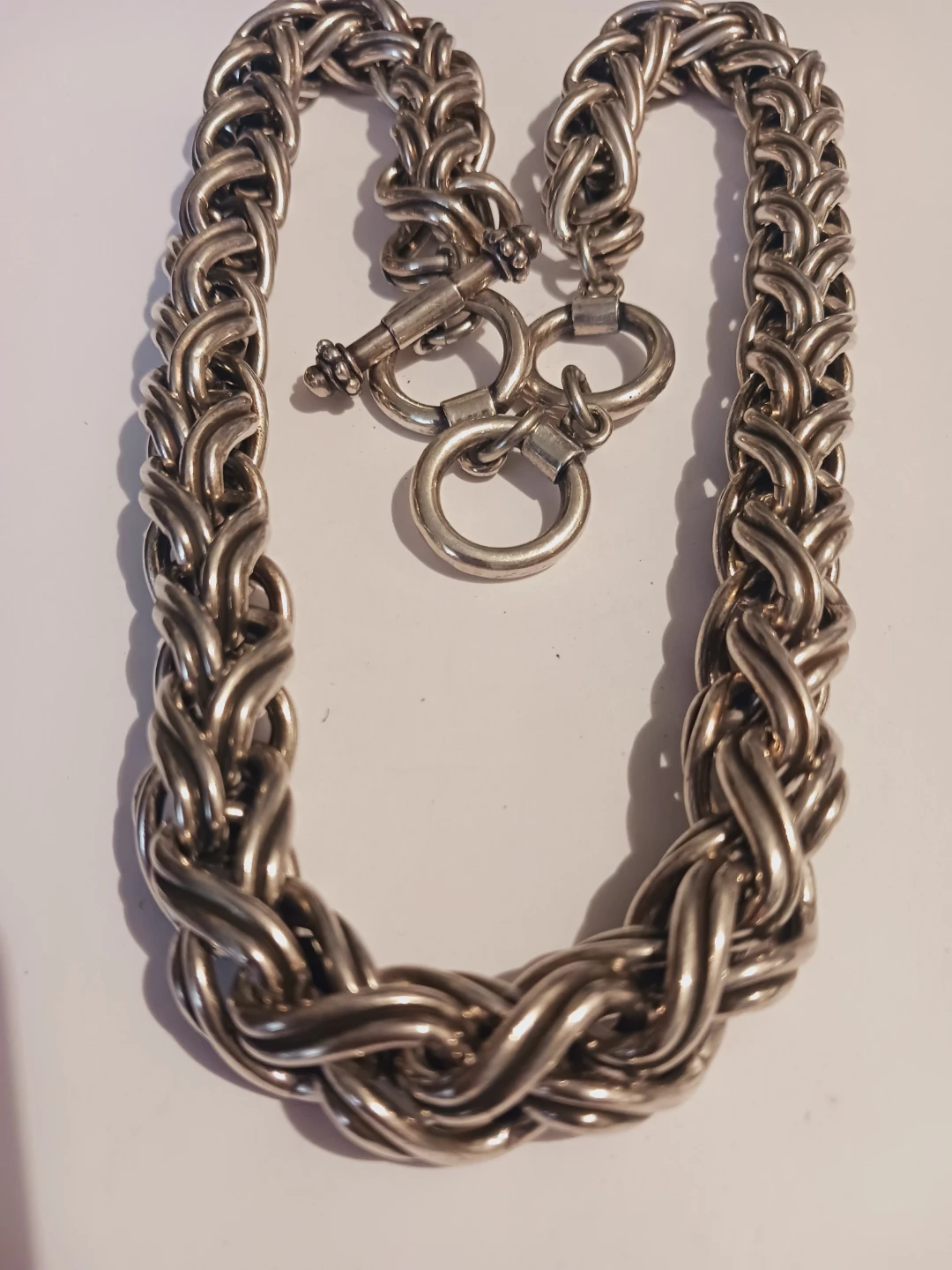 Chunky Silver Plated Thick Chain Necklace with Toggle Clasp - photo 3