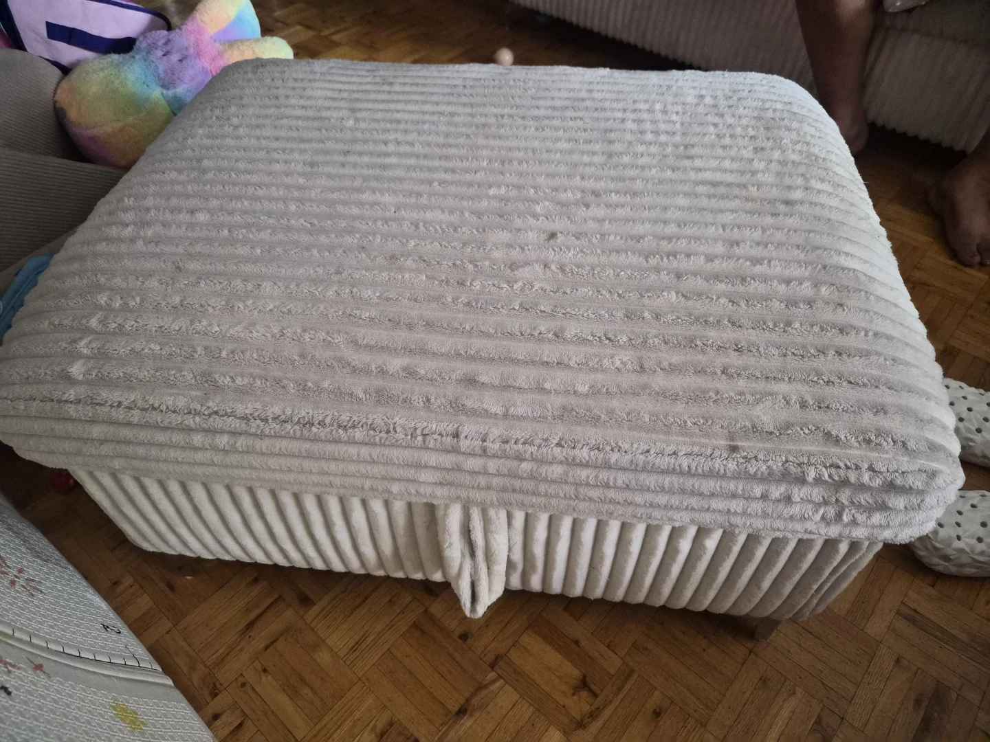 Corduroy Storage Ottoman - Cream
