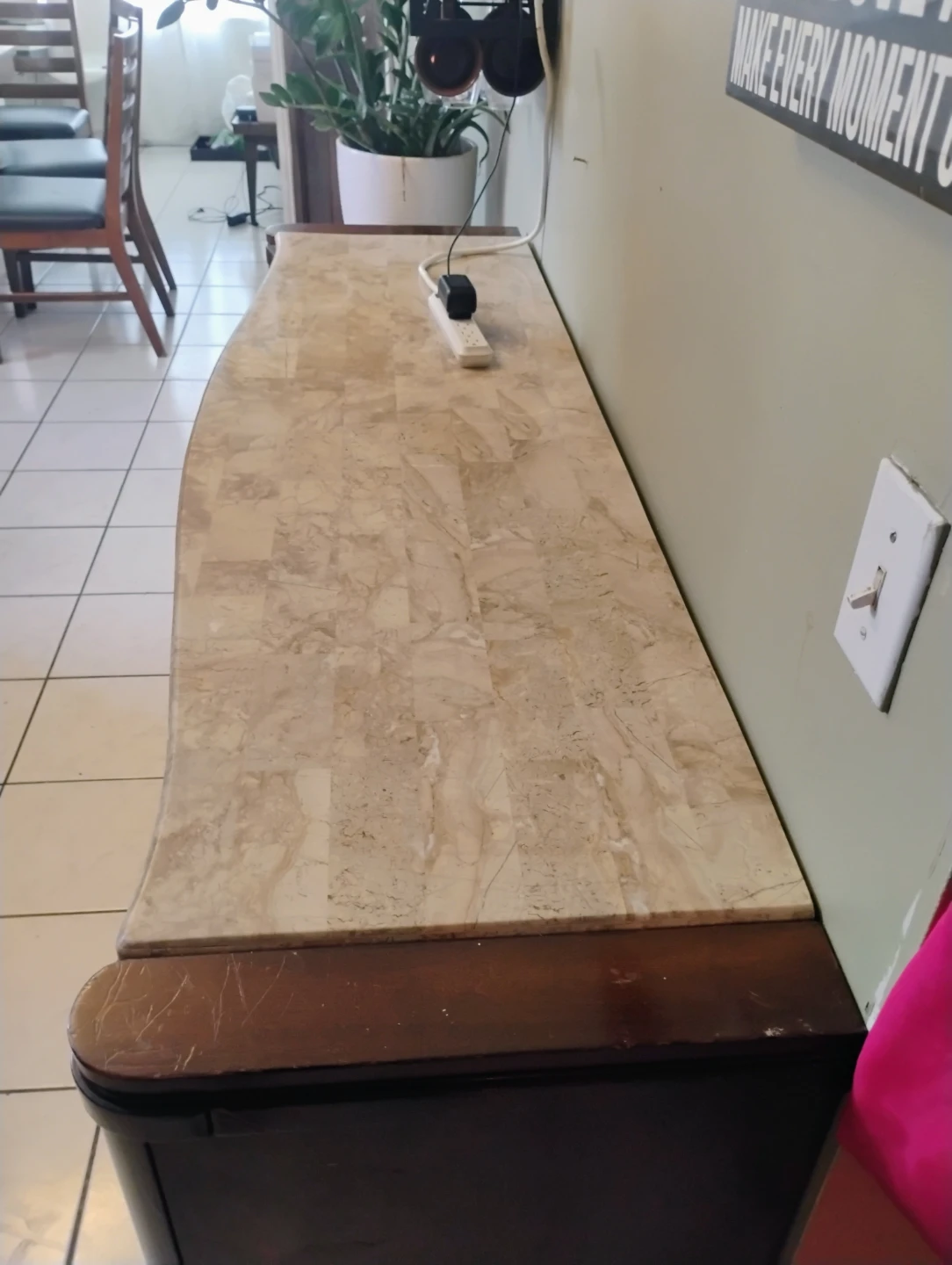 Vintage Wooden Sideboard with Marble Top - photo 2