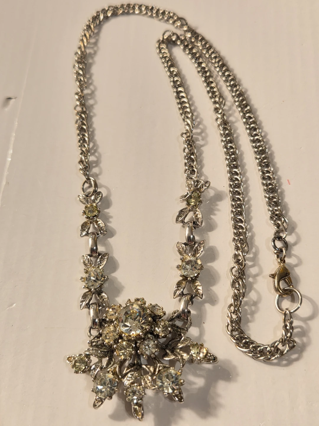 Rhinestone Flower Statement Necklace