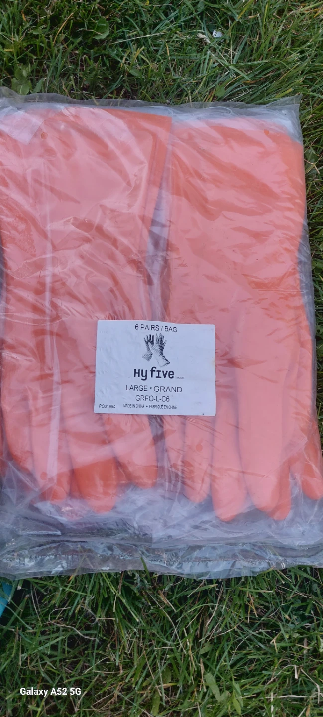 Hy Five Orange Rubber Gloves - Large - 6 Pairs