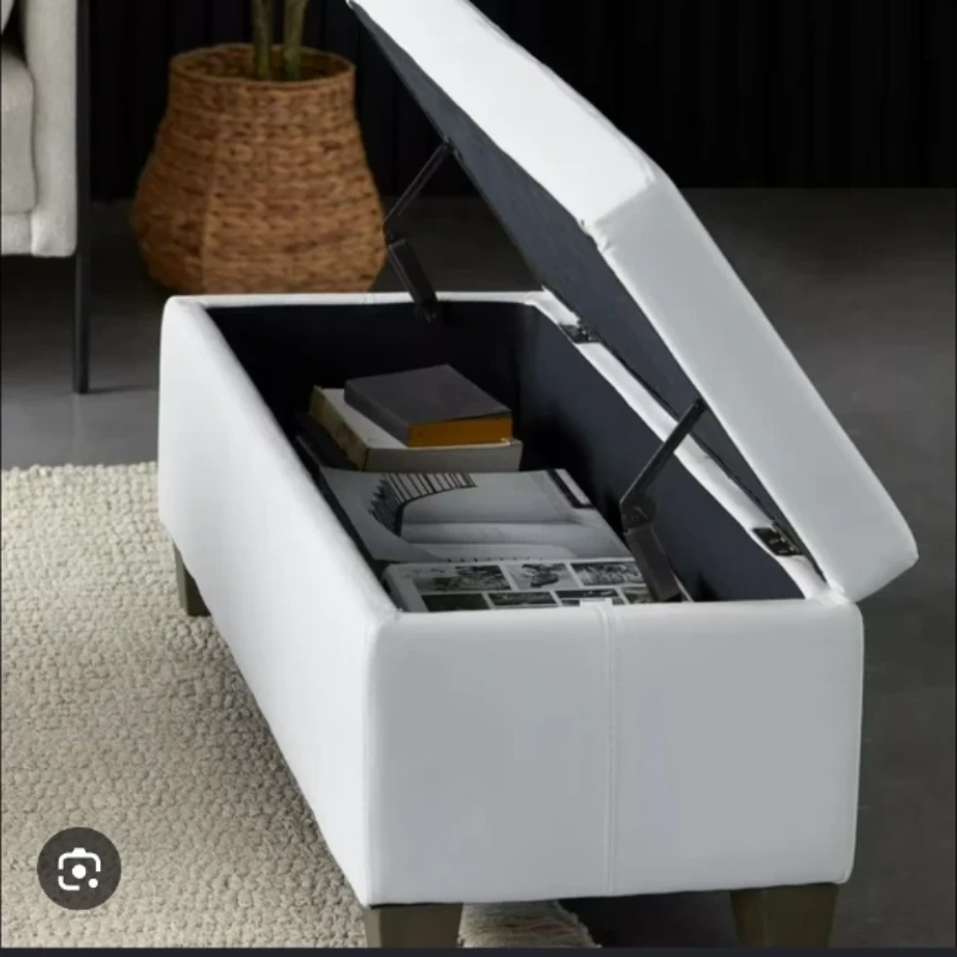 White Storage Ottoman Bench