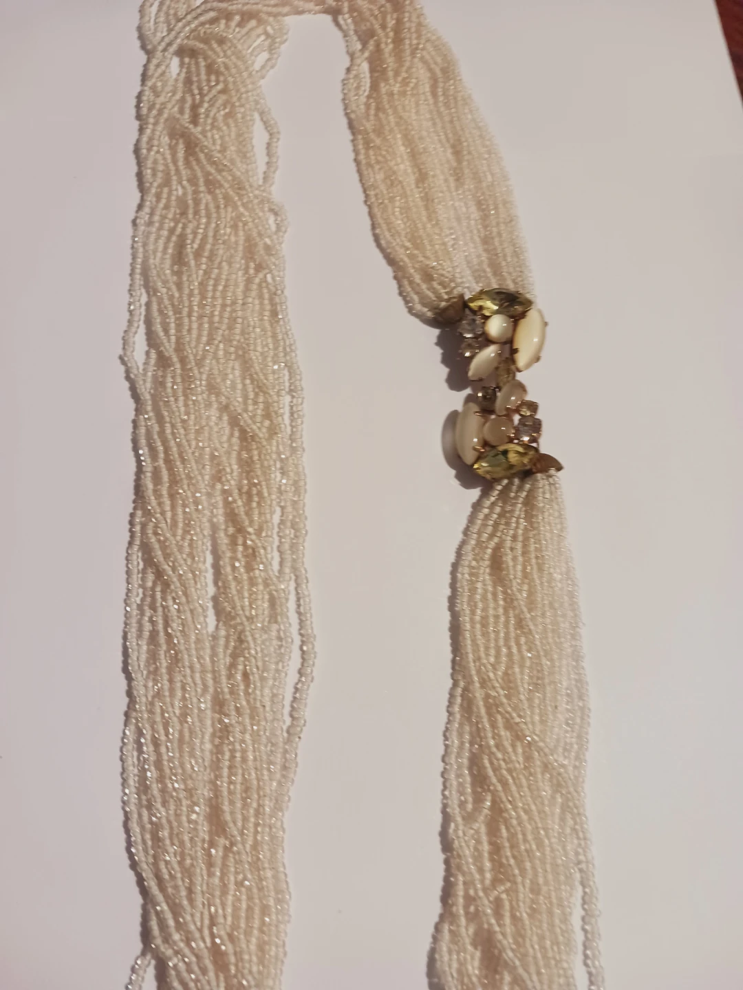 Gorgeous Vintage Cream Beaded Necklace with Statement Clasp - photo 3