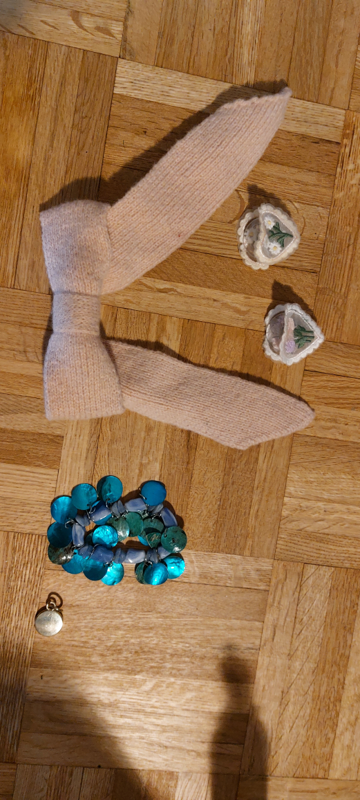 Pink Knitted Headband with Hair Clips and Bracelet - photo 4