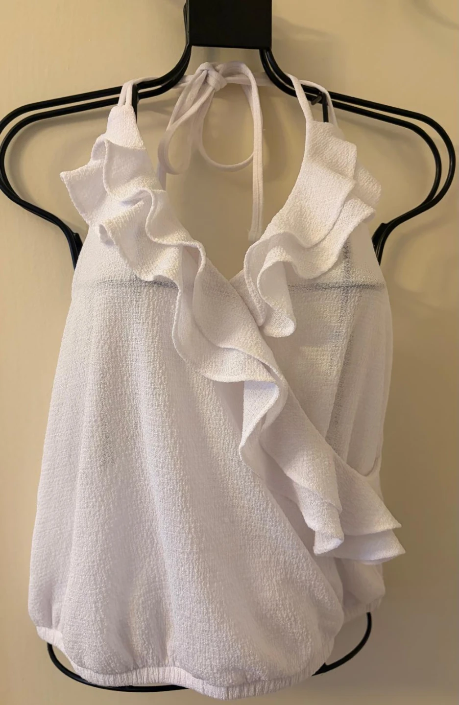 Express White Ruffle Halter Top - Size Small