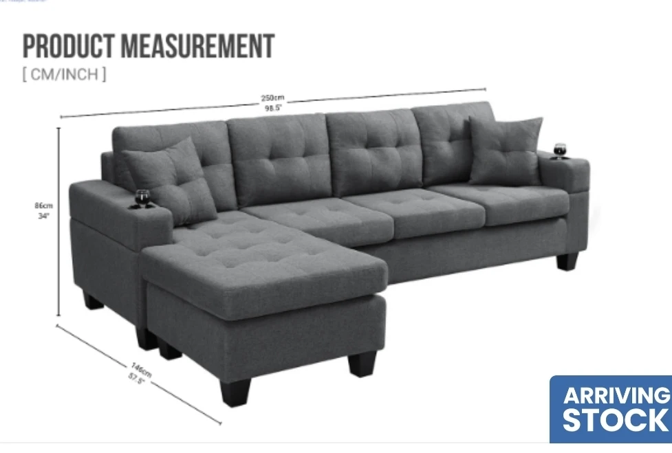 Grey Reversible Sectional Sofa - photo 3