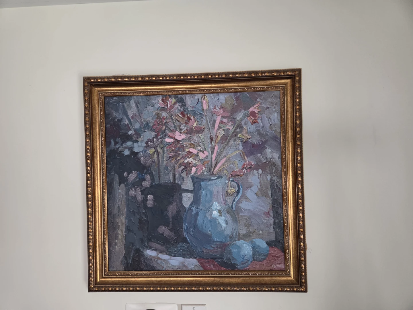 Framed Oil Painting of Flowers