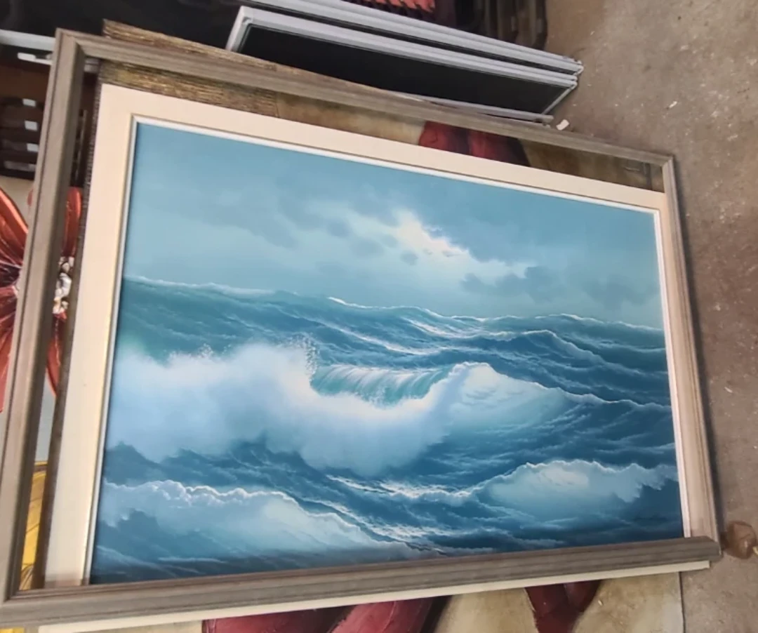 Framed Ocean Wave Painting