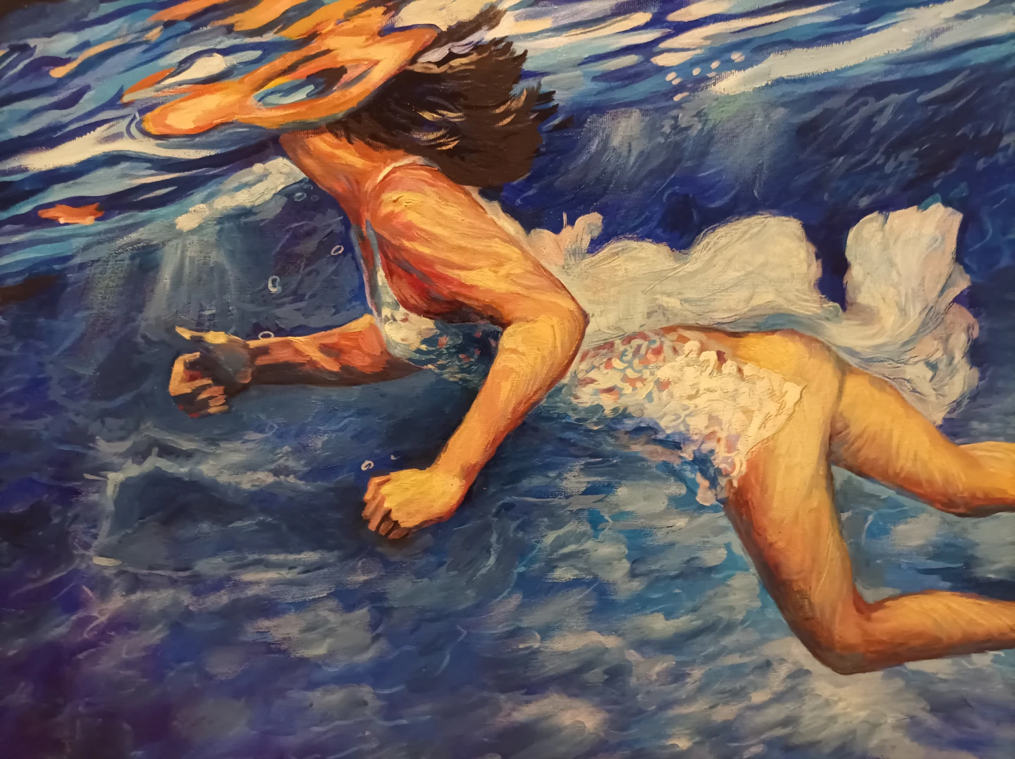Painting of a Woman Swimming Underwater - photo 4