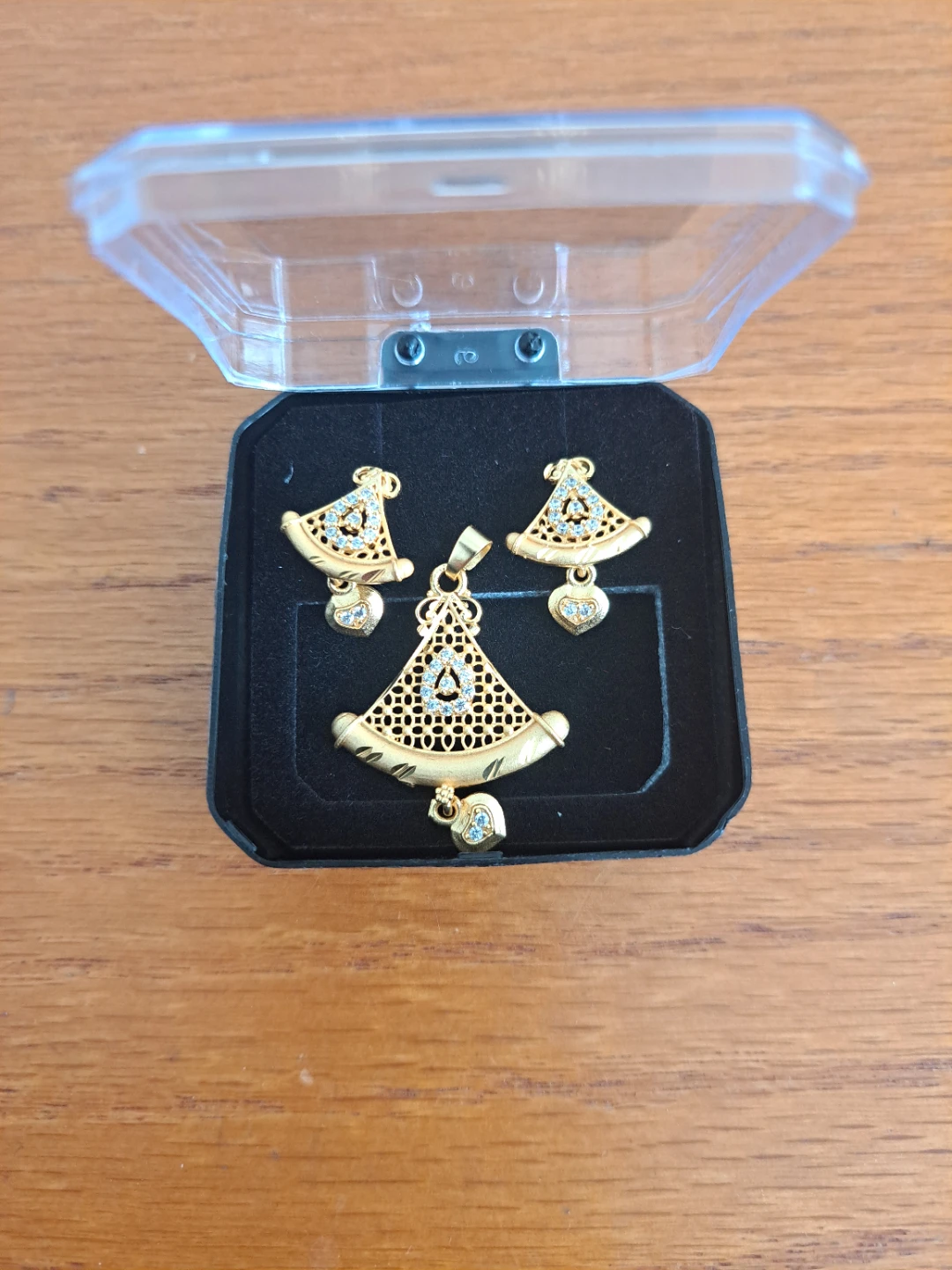 Gold Pendant and Earring Set