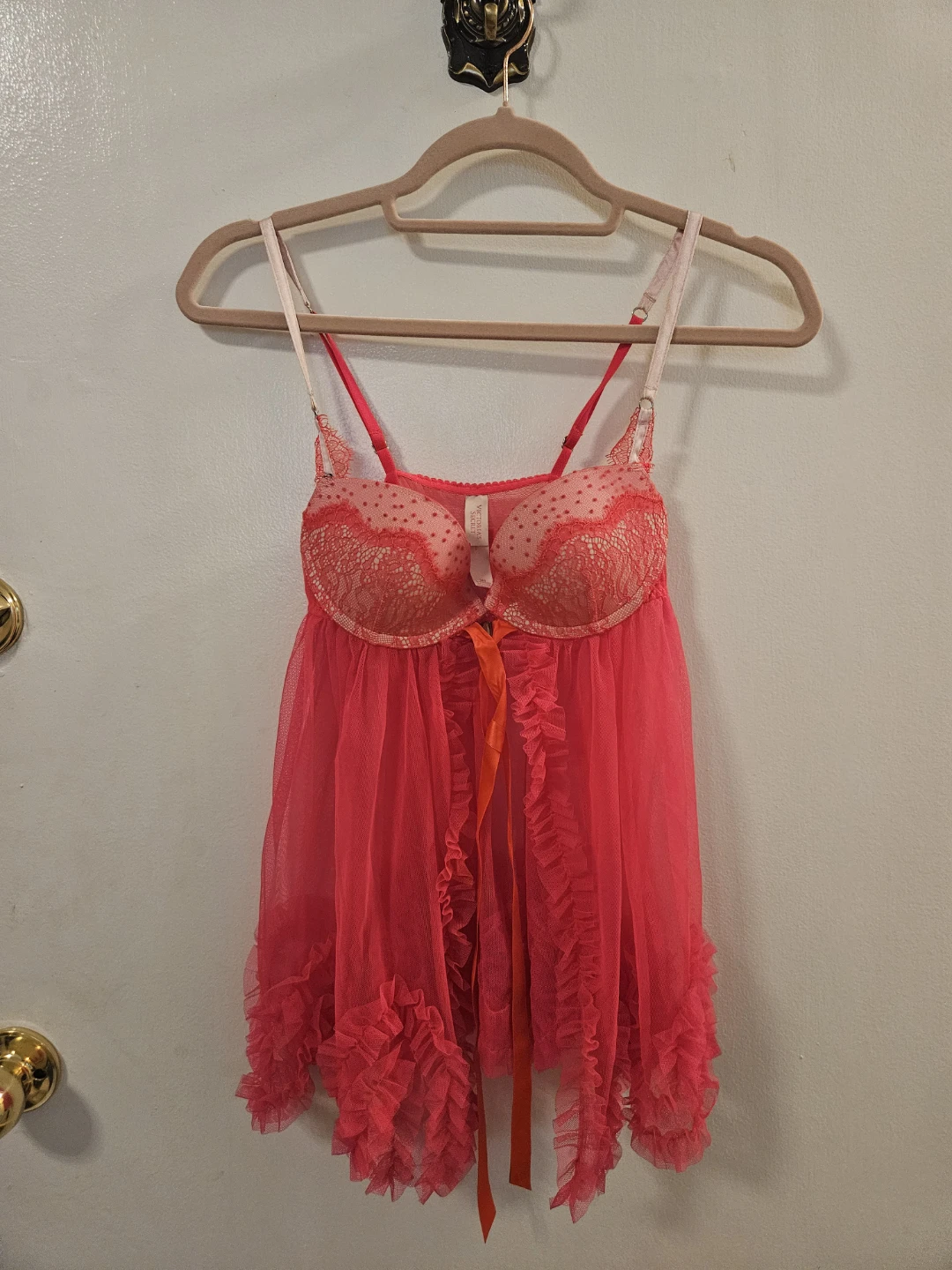 Y2K Victoria's Secret Pink Lace Babydoll Lingerie