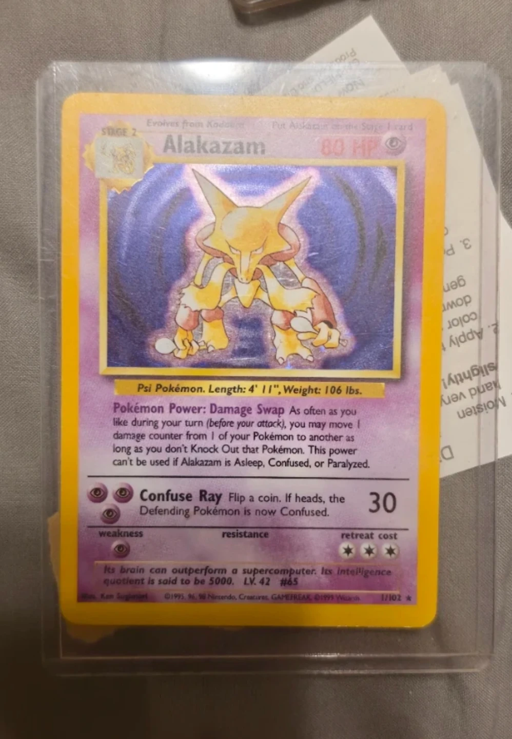 Pokemon Alakazam Card 1/102