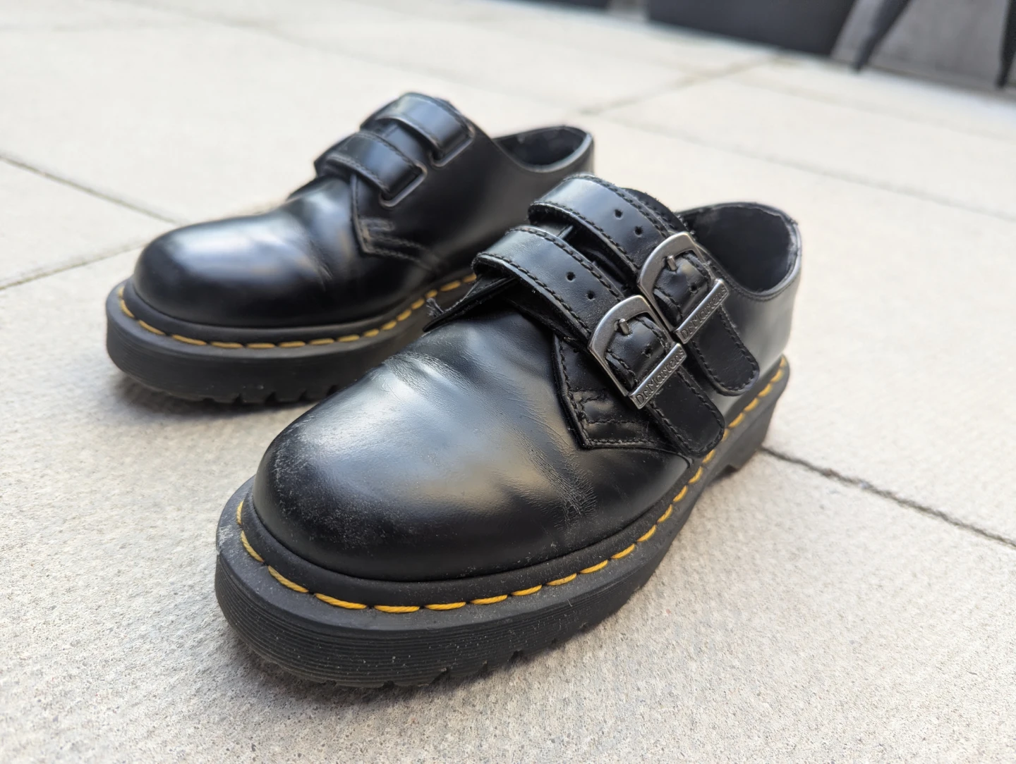 Dr. Martens Black Leather Double Strap Loafers Docs