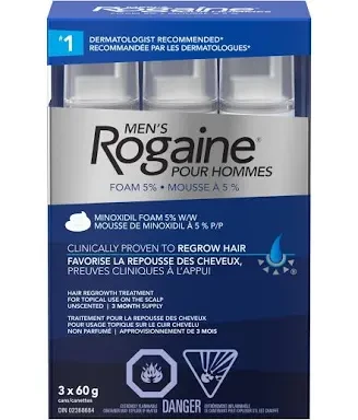 Men's Rogaine Foam 5% Hair Regrowth Treatment (3 x 60g)