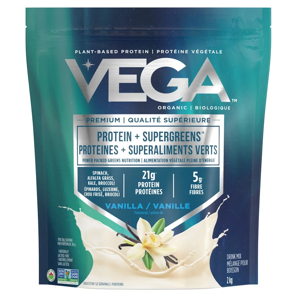 Vega Organic Plant-Based Protein + Supergreens Vanilla Drink Mix