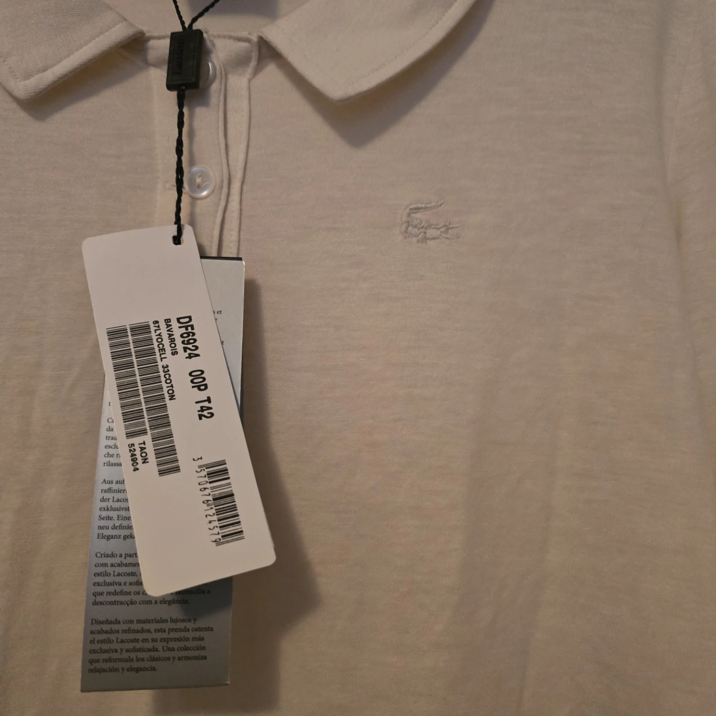 Lacoste Long Sleeve Polo Shirt - Cream - Size 42 - photo 3