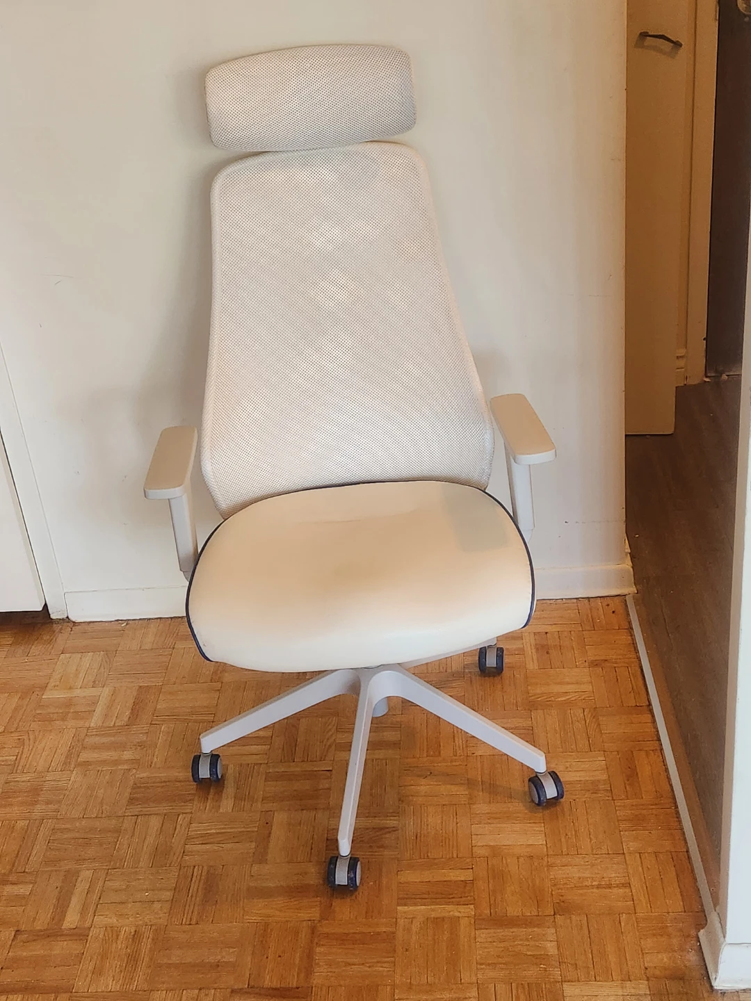 White Ergonomic Office Chair with Headrest