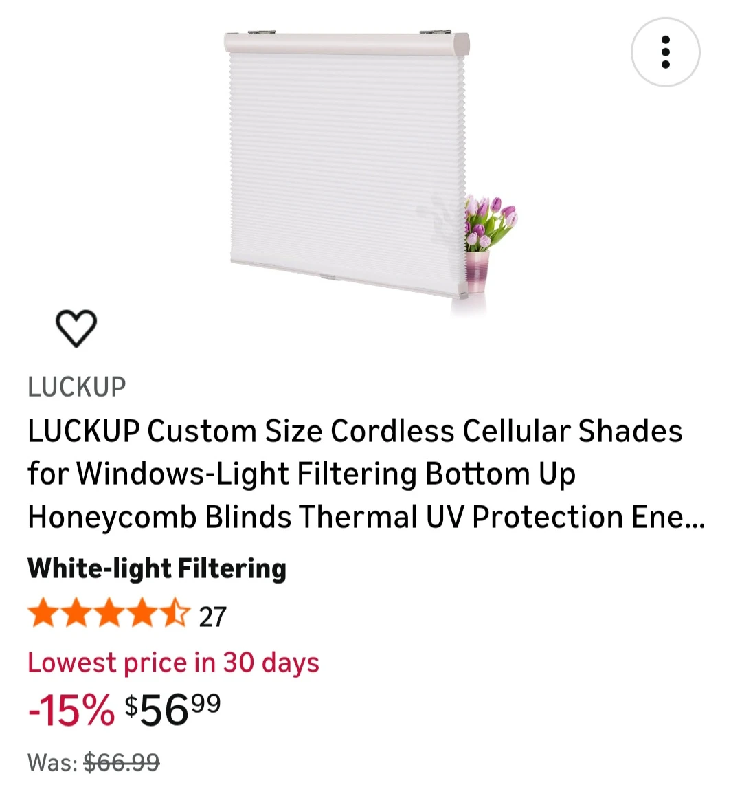 Cordless light-filtering blind