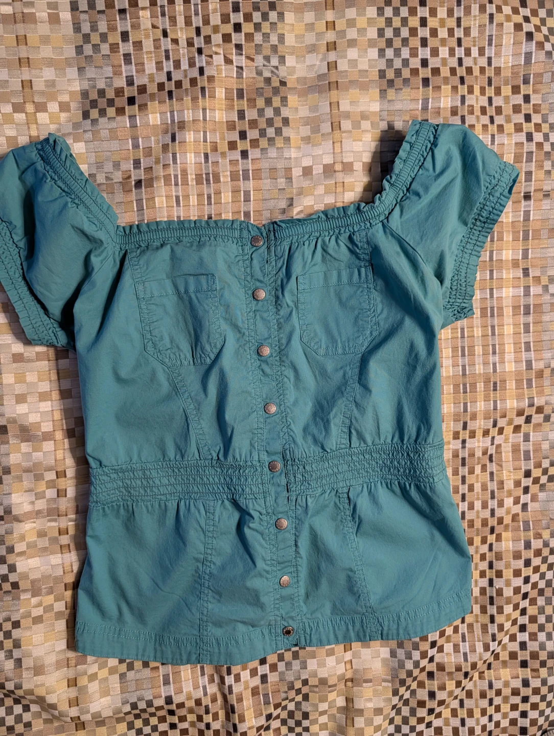 Guess Teal Off-the-Shoulder Top