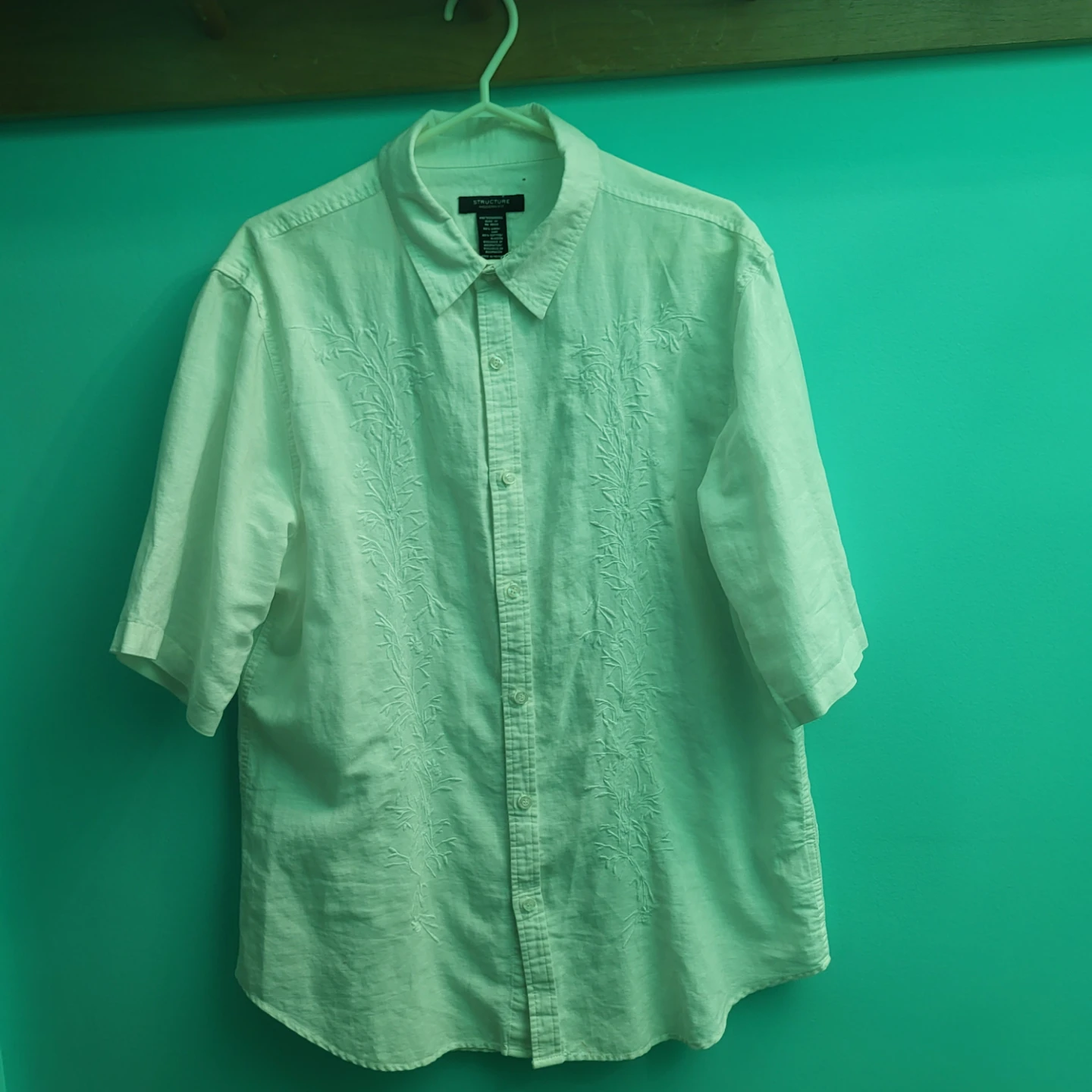 Structure Modern Fit Linen Blend Shirt